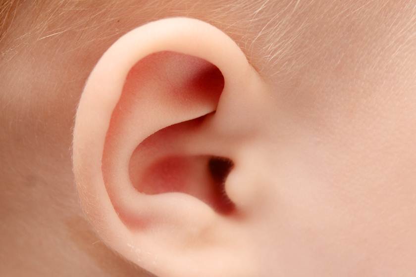 close up of baby ear